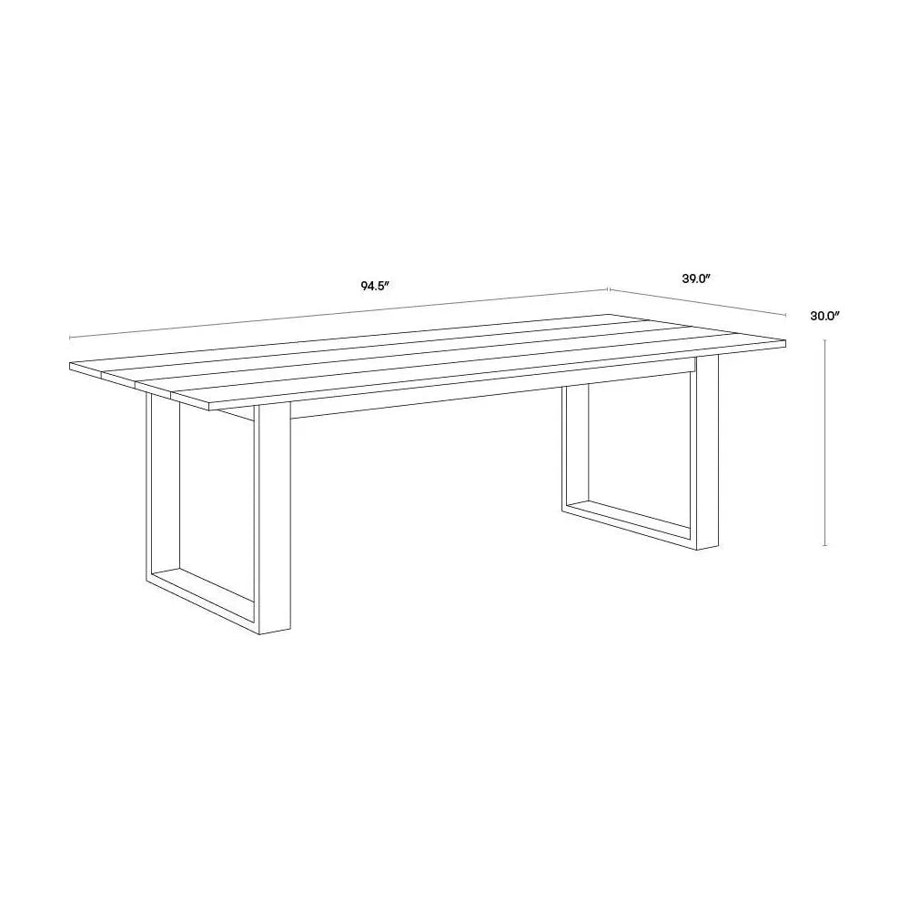 94" Tropea Wooden Outdoor Rectangular Dining Table - LOOMLAN - Outdoor Dining Tables