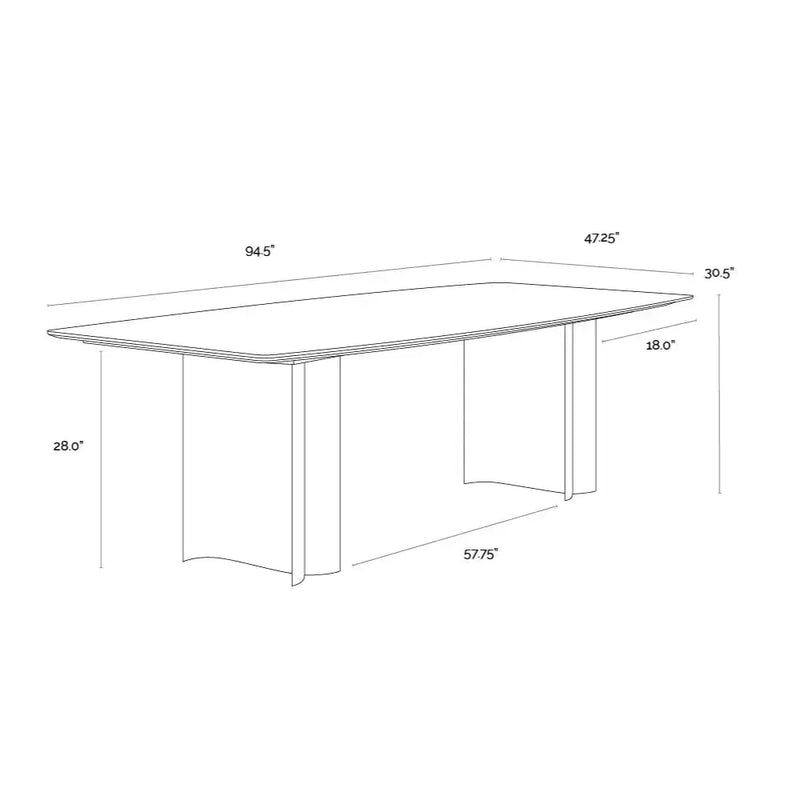 94.5" Astara Marble Topped Rectangular Dining Table