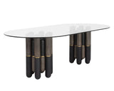 94.5" Yanna Glass Topped Wooden Oval Dining Table