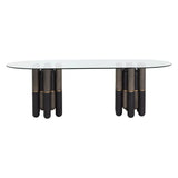 94.5" Yanna Glass Topped Wooden Oval Dining Table