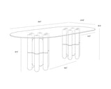 94.5" Yanna Glass Topped Wooden Oval Dining Table