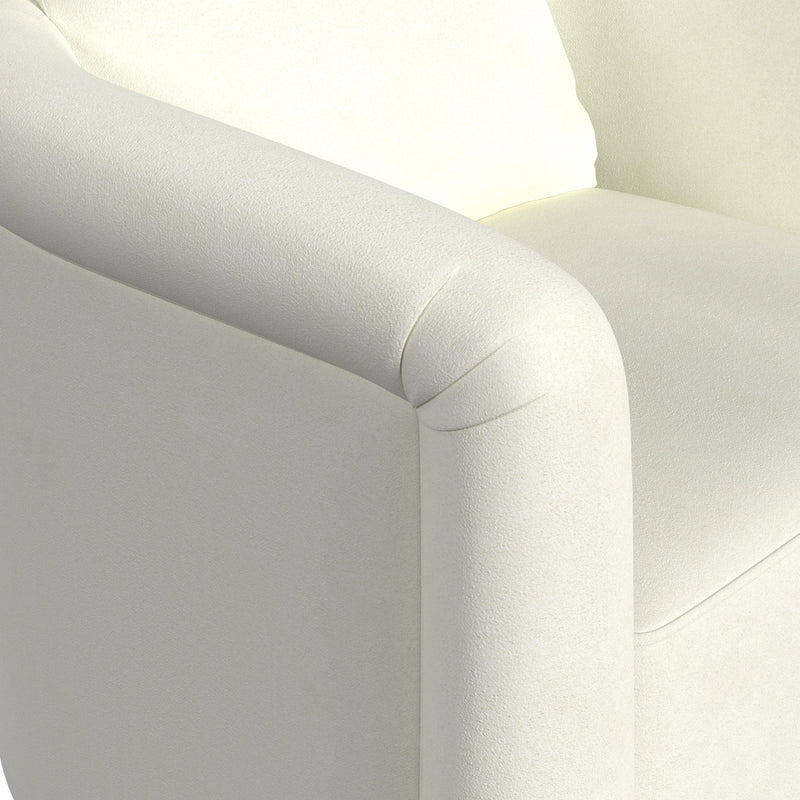 Kloe Wood and Fabric White Accent Arm Chair