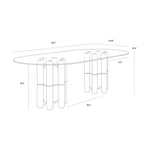 94.5" Yanna Glass Top Oval Dining Table - LOOMLAN - Dining Tables