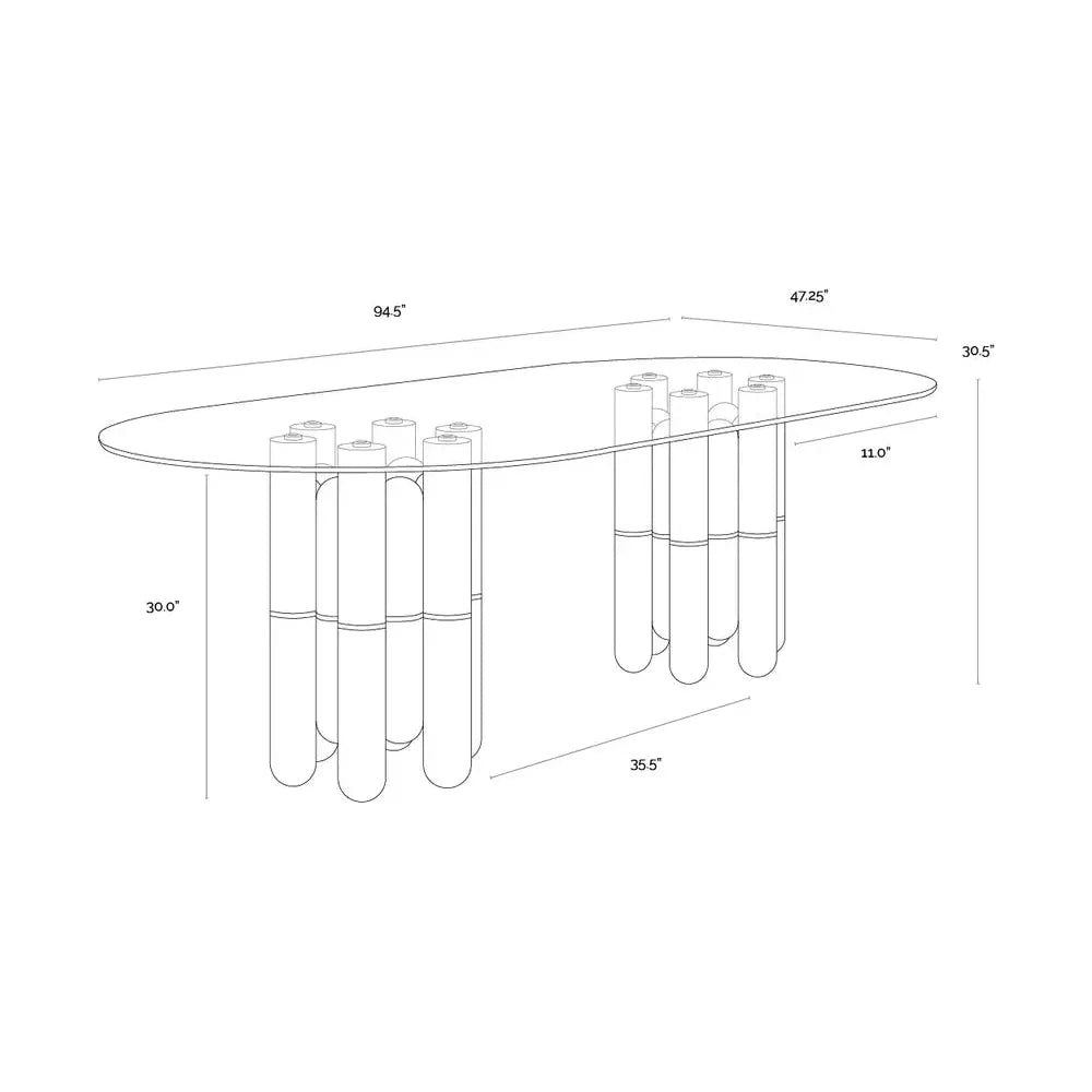 94.5" Yanna Glass Top Oval Dining Table - LOOMLAN - Dining Tables