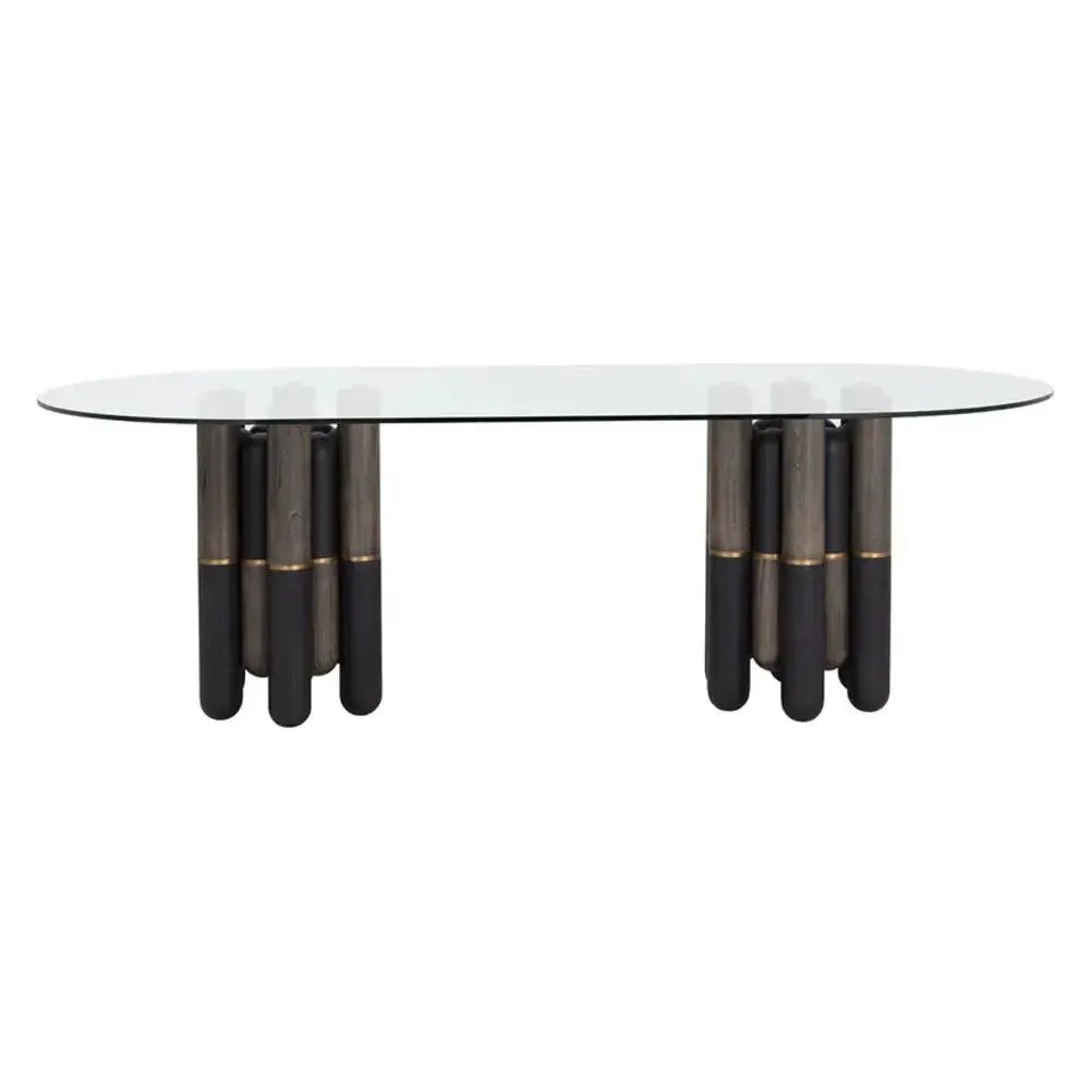 94.5" Yanna Glass Top Oval Dining Table - LOOMLAN - Dining Tables