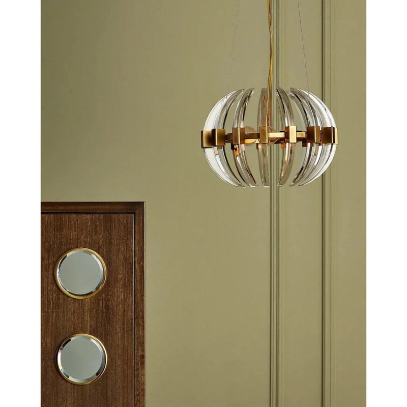 9.5 in. Coquette Optic Crystal & Metal Gold Chandelier - LOOMLAN - Currey & Co - Chandeliers
