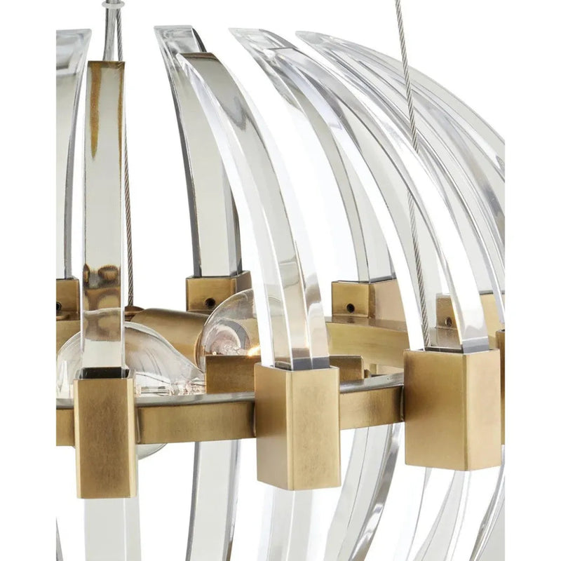 9.5 in. Coquette Optic Crystal & Metal Gold Chandelier - LOOMLAN - Currey & Co - Chandeliers