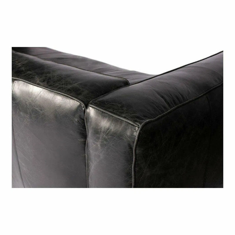 96.5 Inch Sofa Darkstar Black Leather Black Contemporary Sofas & Loveseats LOOMLAN By Moe's Home