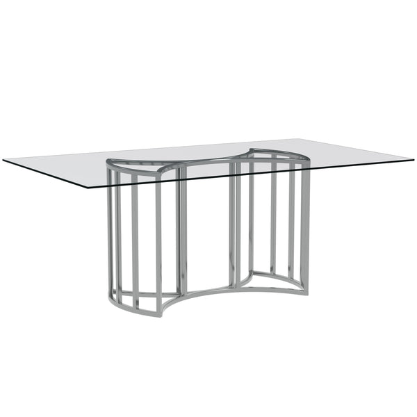 Sophia Chrome and Glass Silver Rectangular Dining Table