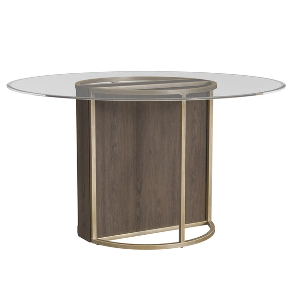 Stefan Metal and Wood Brown Round Dining Table