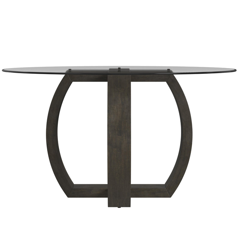 Kellan Rubber Wood and Glass Black Round Dining Table