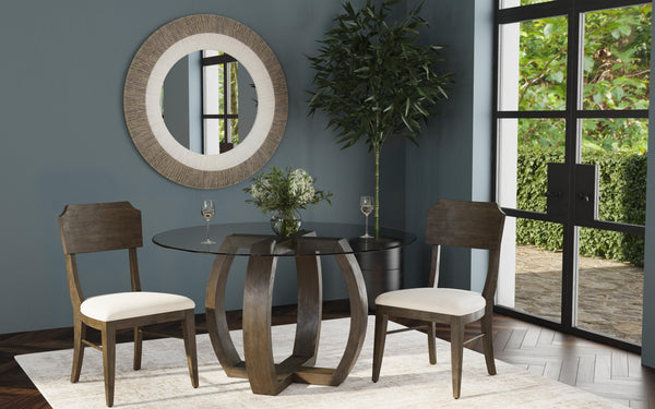Kellan Rubber Wood and Glass Black Round Dining Table