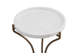 McGowan Iron and Marble White Round Accent Table