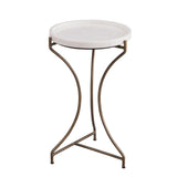 McGowan Iron and Marble White Round Accent Table