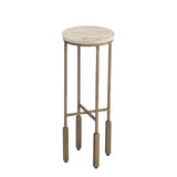 Lucia Iron Brown Round Accent Table
