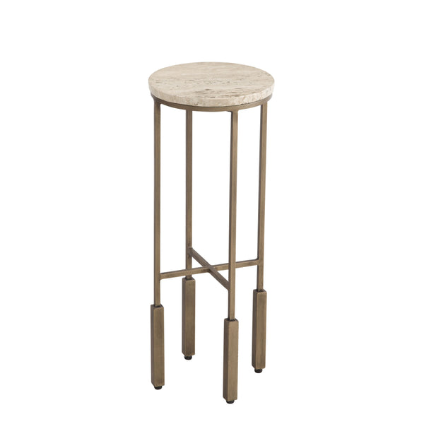 Lucia Iron Brown Round Accent Table