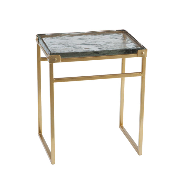Radley Metal and Cast Glass Gold Rectangular Accent Table