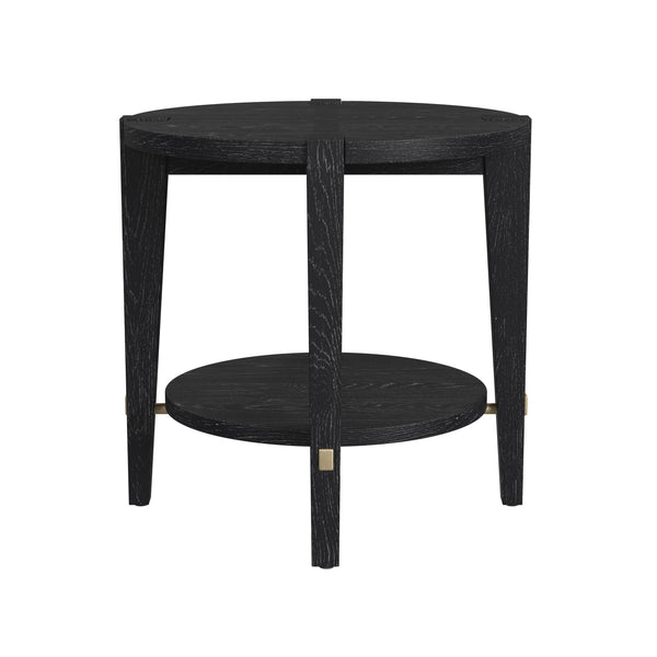 Whitfield Wood Black Round End Table