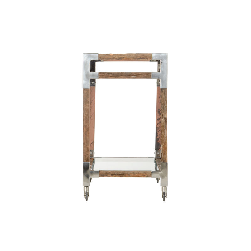 Rustic Glam Wood Frame Bar Cart-Home Bar Carts-Wildwood-LOOMLAN