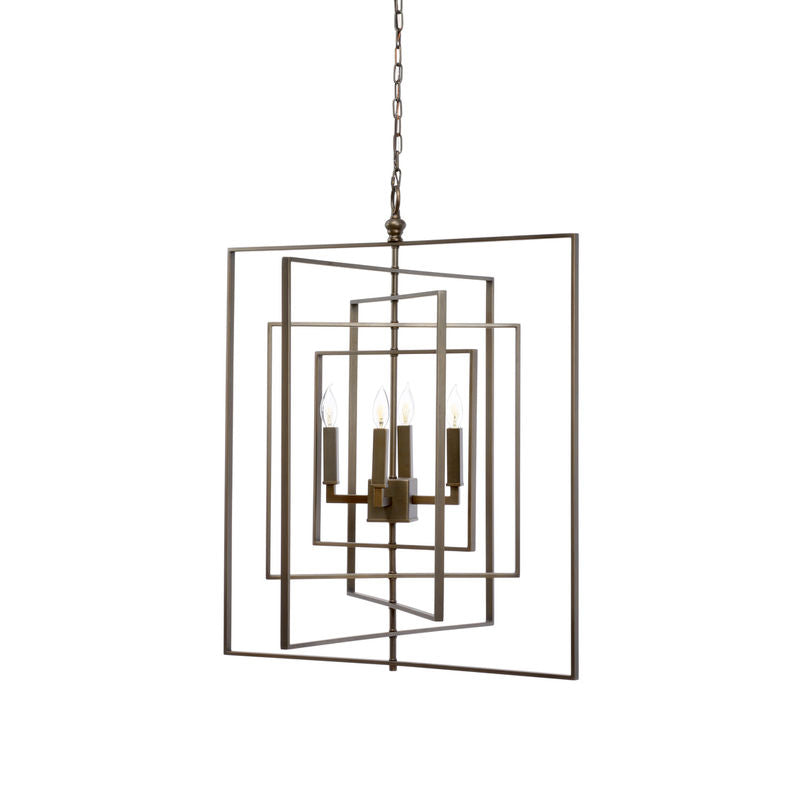 Cube Modern Iron And Brass Made Chandelier