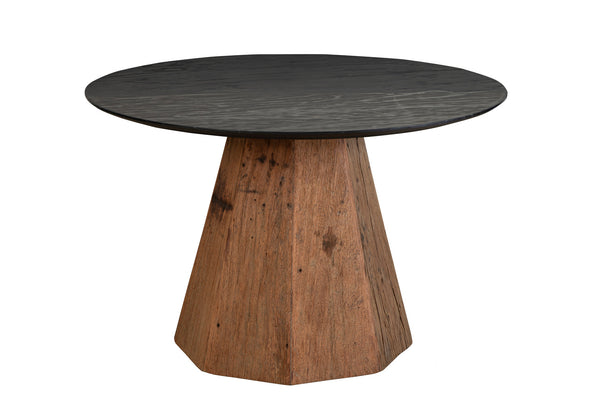 Phoebe Black Marble Topped Round Dining Table