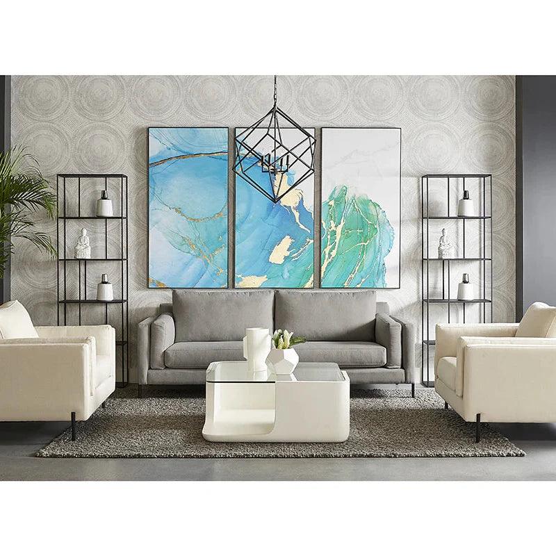 Blue Lagoon Set Of 3 Luxe Art With Gold Leaf Accents