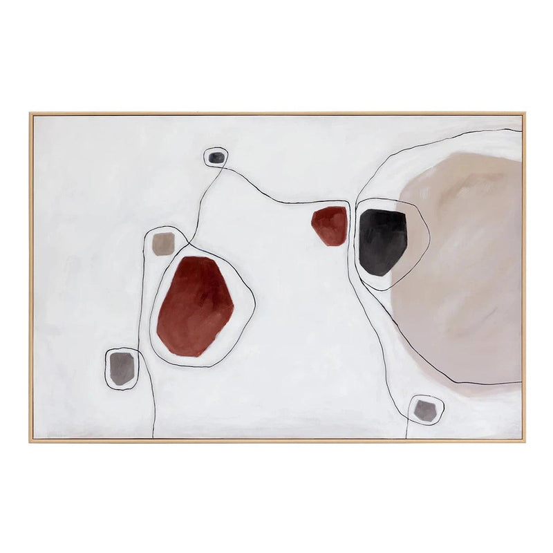 Modern Hand-Painted Wall Art With Natural Floater Frame