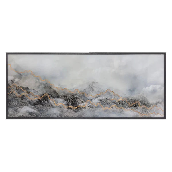 Mystic Mountain Wall Art With Gold Leaf And Black Frame