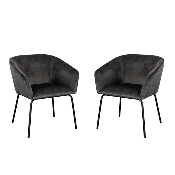 Avery Grey Velvet and Metal Armless Dining Chairs (Set of 2)