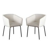 Avery Mist White Performance Fabric and Metal Armless Dining Chairs (Set of 2)