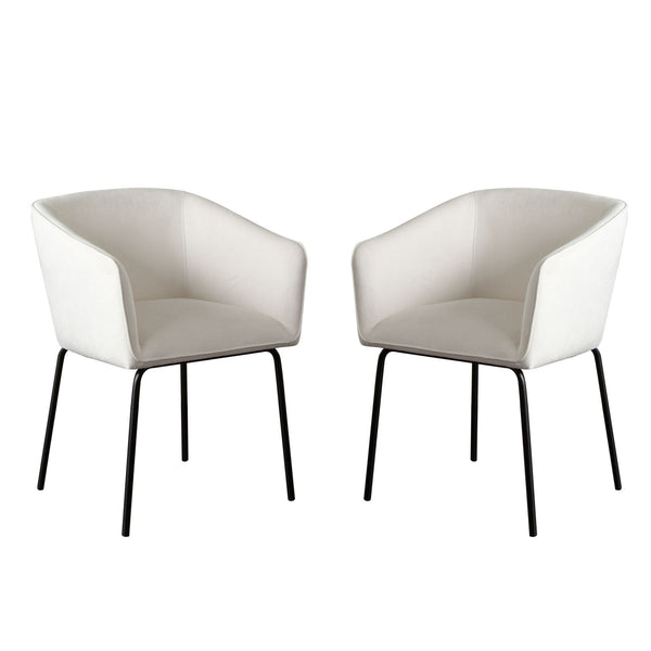 Avery Mist White Performance Fabric and Metal Armless Dining Chairs (Set of 2)