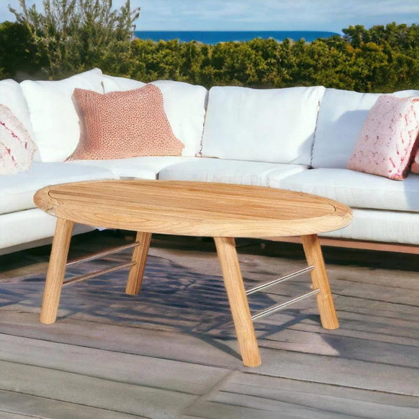 Aalto Oval Outdoor Teak Coffee Table-Outdoor Coffee Tables-HiTeak-LOOMLAN