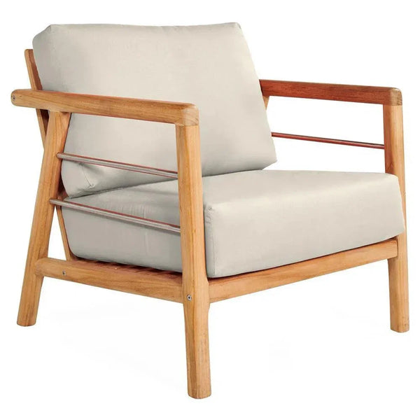 Aalto Teak Deep Outdoor Club Chair Sunbrella Cushion-Outdoor Accent Chairs-HiTeak-Canvas-LOOMLAN