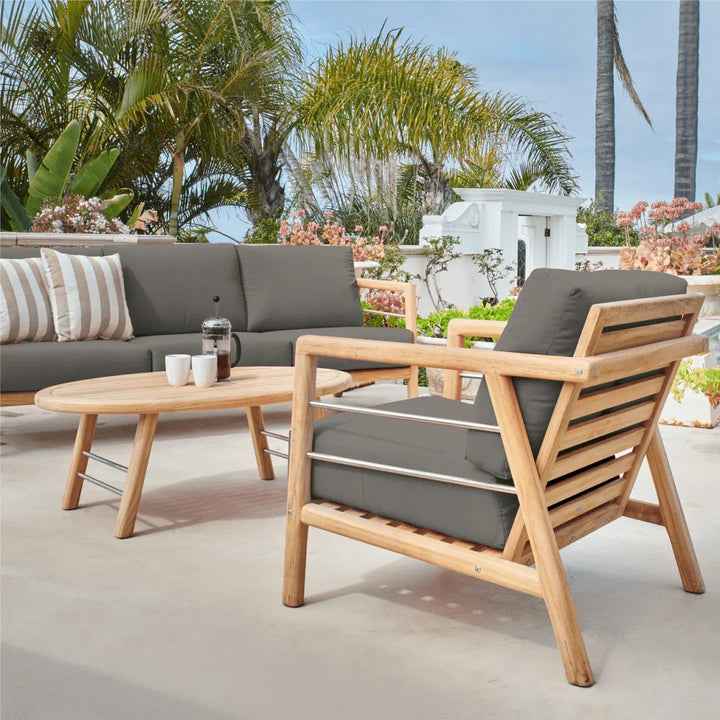 Aalto Teak Patio Deep Sofa Set with Sunbrella 4PC - LOOMLAN - HiTeak - Outdoor Sofas & Loveseats