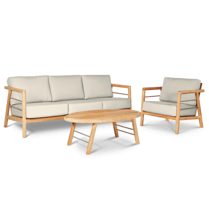 Aalto Teak Patio Deep Sofa Set with Sunbrella 4PC - LOOMLAN - HiTeak - Outdoor Sofas & Loveseats