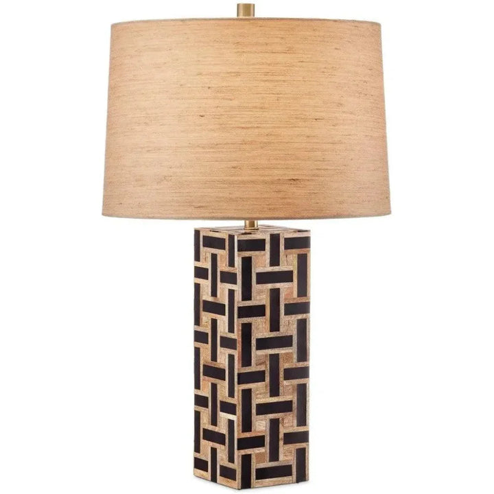 Aarna Wood and Composite Black Table Lamp - LOOMLAN - Currey & Co - Table Lamps