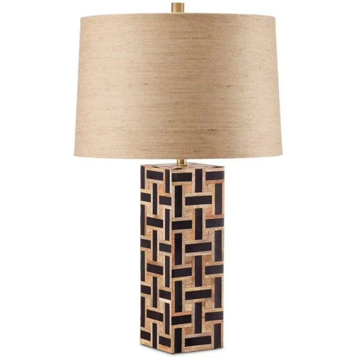 Aarna Wood and Composite Black Table Lamp - LOOMLAN - Currey & Co - Table Lamps