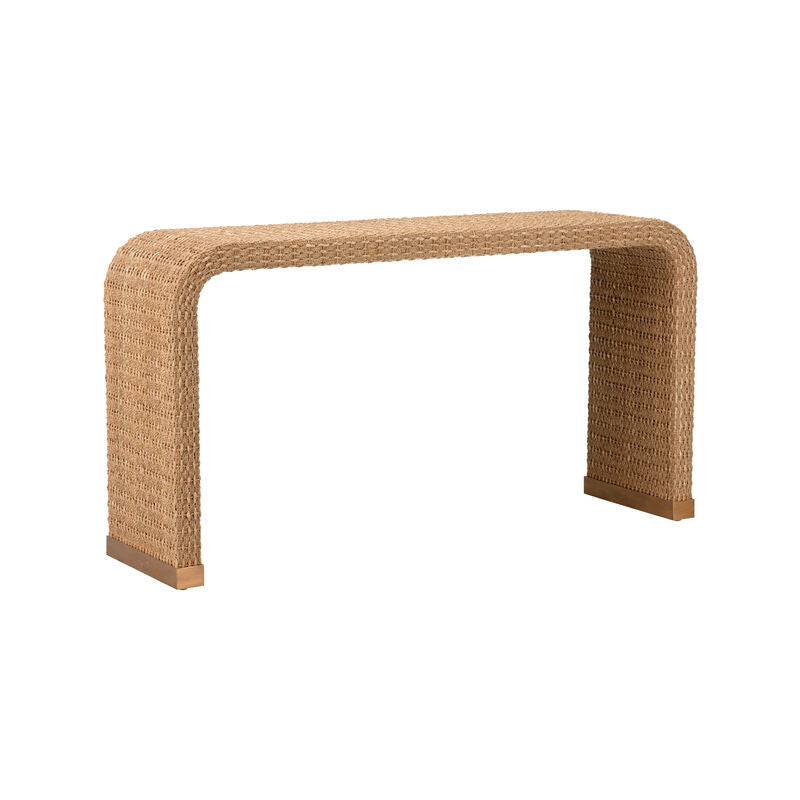 Abaca Rope Warppeed Waterfall Console Table-Console Tables-Chelsea House-Light Brown-LOOMLAN