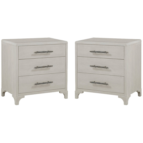 Abaco Three Drawers White Nightstand (Set of 2)-Nightstands-Panama Jack-LOOMLAN