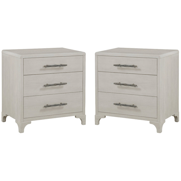 Abaco Three Drawers White Nightstand (Set of 2)-Nightstands-Panama Jack-LOOMLAN