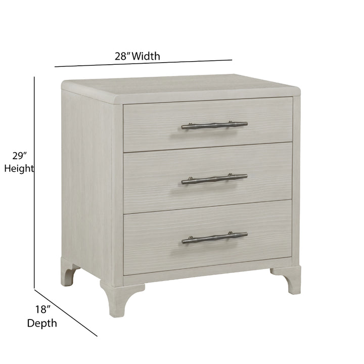 Abaco Three Drawers White Nightstand with USB Port-Nightstands-Panama Jack-LOOMLAN