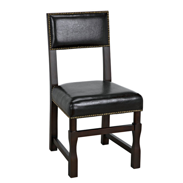 Abadon Wood and Leather Black Armless Side Chair-Dining Chairs-Noir-LOOMLAN