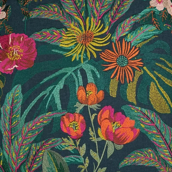 Abelia Embroidery Floral Navy Large Throw Pillow Insert - LOOMLAN - D.V. Kap - Throw Pillows