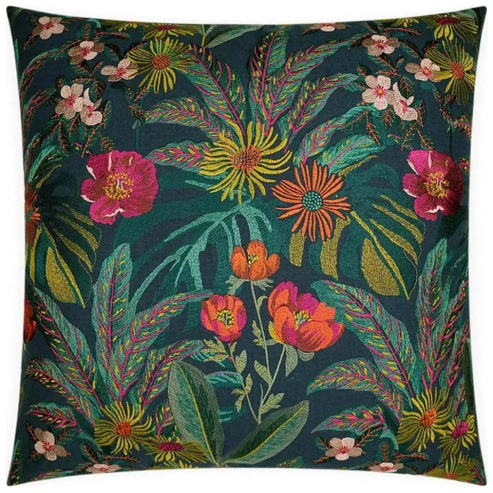 Abelia Embroidery Floral Navy Large Throw Pillow Insert - LOOMLAN - D.V. Kap - Throw Pillows