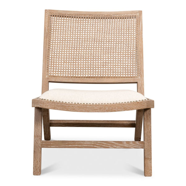 Abella Chair Whitewash Wood Cotton-Accent Chairs-Sarreid-LOOMLAN