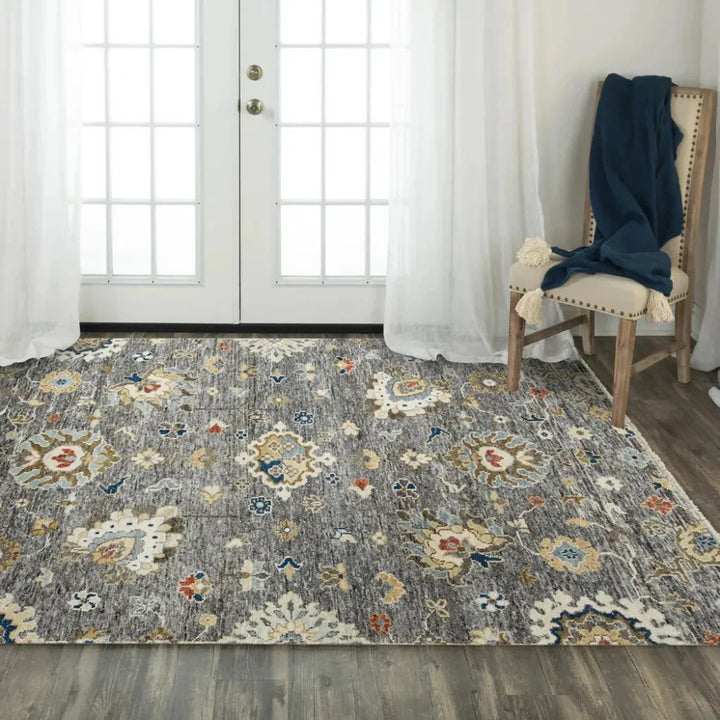 Abra Floral Gray Large Area Rugs For Living Room - LOOMLAN - LOOMLAN - Area Rugs