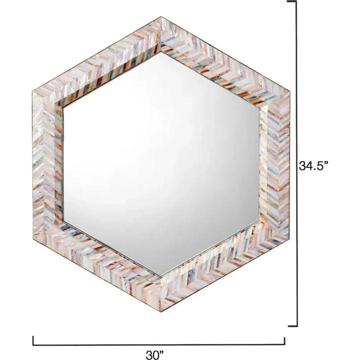 Academy Mother Of Pearl Hexagon Wall Mirror - LOOMLAN - Jamie Young - Wall Mirrors