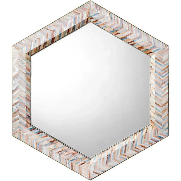 Academy Mother Of Pearl Hexagon Wall Mirror - LOOMLAN - Jamie Young - Wall Mirrors