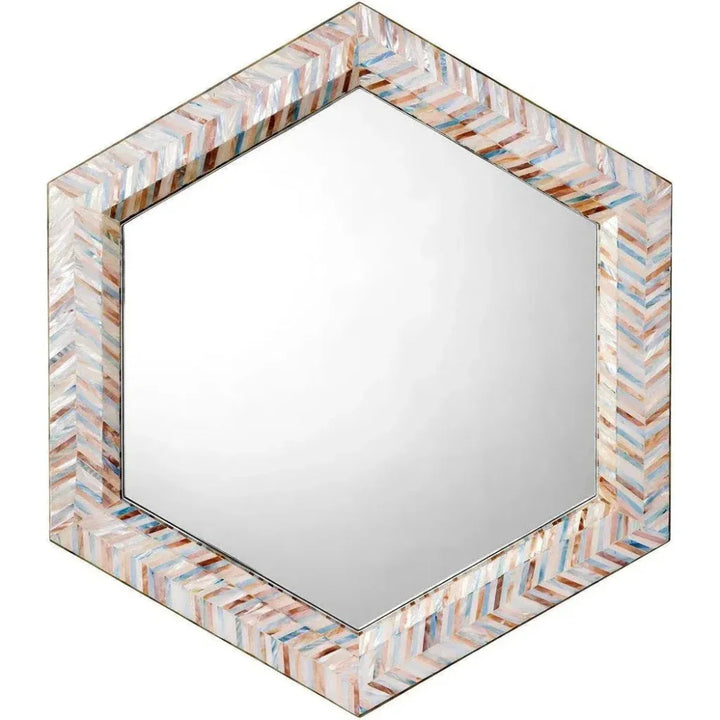 Academy Mother Of Pearl Hexagon Wall Mirror - LOOMLAN - Jamie Young - Wall Mirrors
