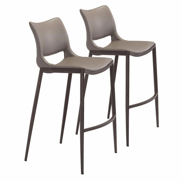 Ace Bar Chair (Set of 2) Gray & Walnut Bar Stools LOOMLAN By Zuo Modern